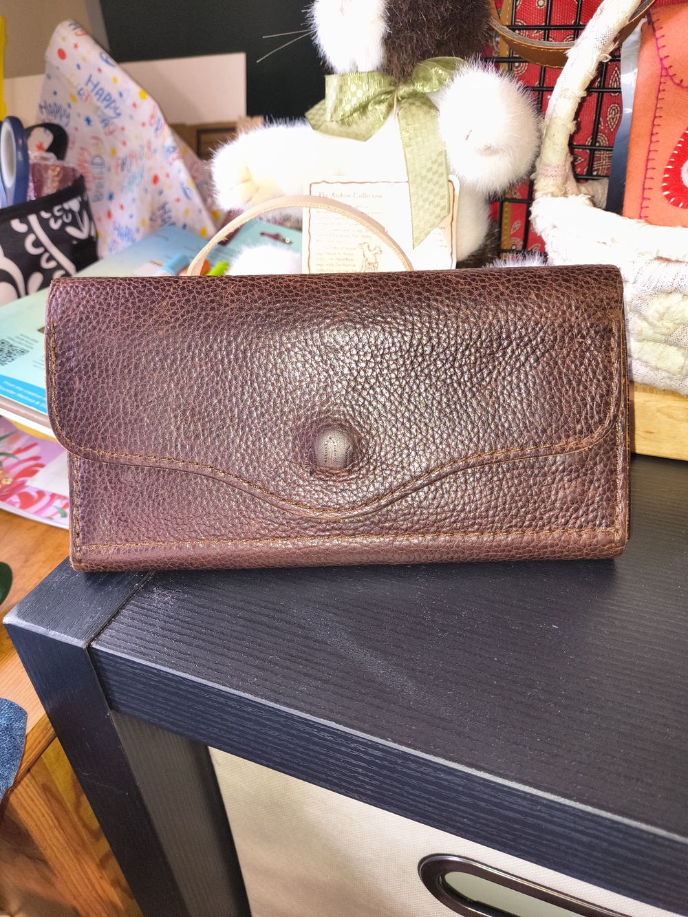 Portland Leather Brown Pebbled Clutch Wallet